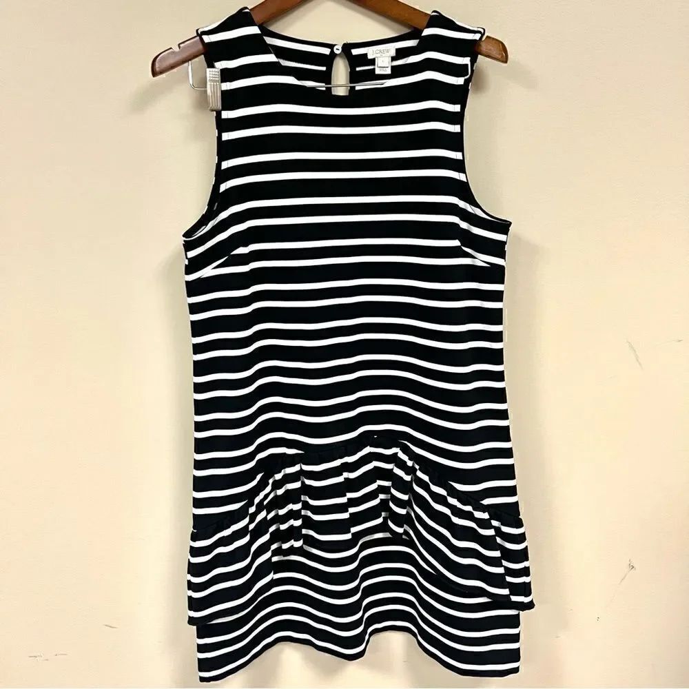 J crew black and white shirt dress with drop hem size L